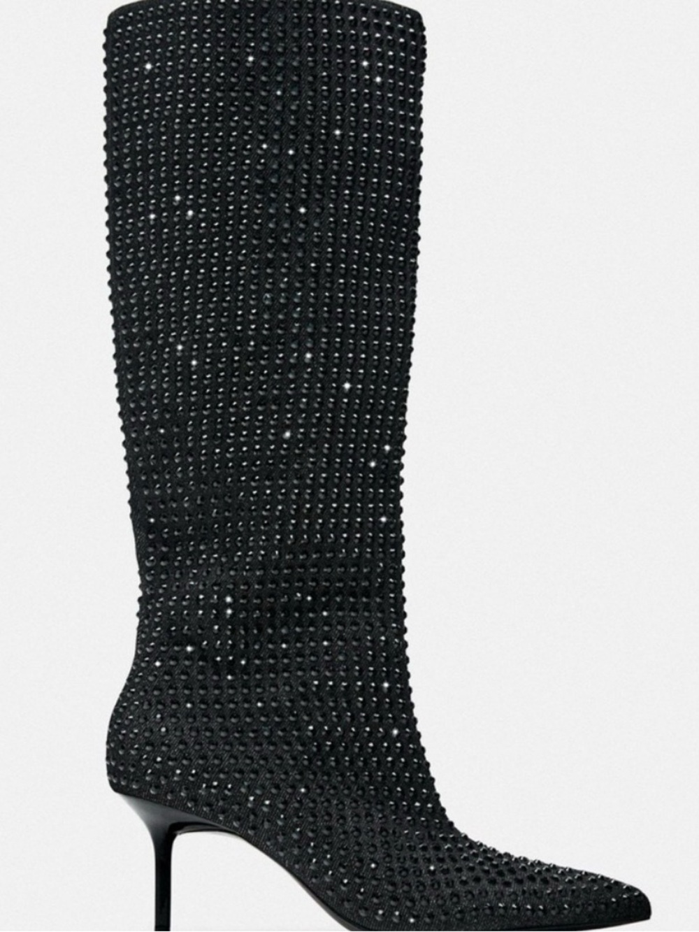 Zara Rhinestone Heeled Denim Boots